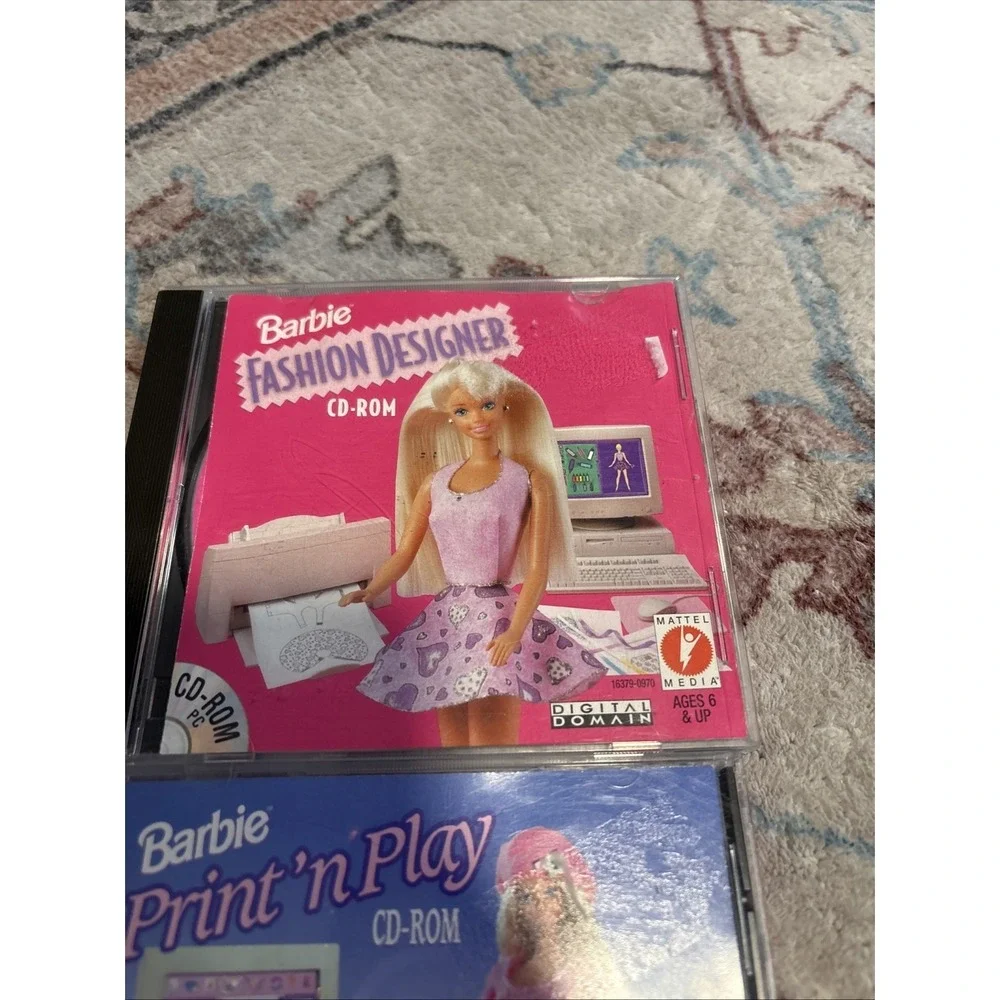 (2) Barbie PC CD-ROM Games - Fashion Designer |‎ Print N Playa 1996/1994